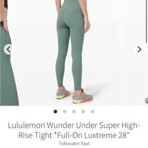 lululemon tidewater teal wunder under 25” size 10